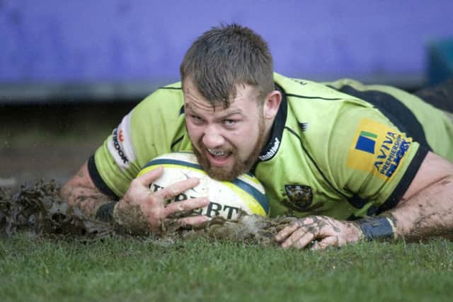 Gareth Denman scores his try at Newport (picture: Linda Dawson)