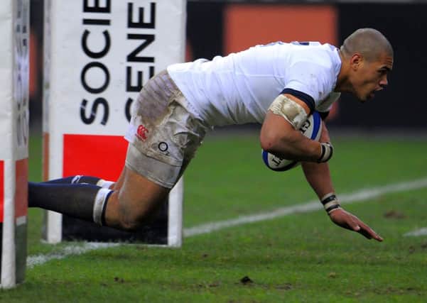 SPECIAL MOMENT - Luther Burrell goes over for a try on his England debut