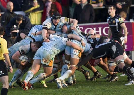 WINNING THE BATTLE- the Saints pack impressed at Sandy Park last January (Picture: Linda Dawson)