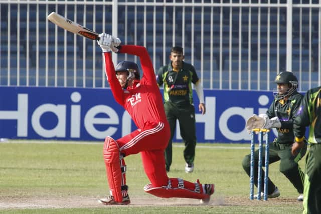Rob Sayer shared an unbroken 50-run stand for the eighth wicket with Will Rhodes