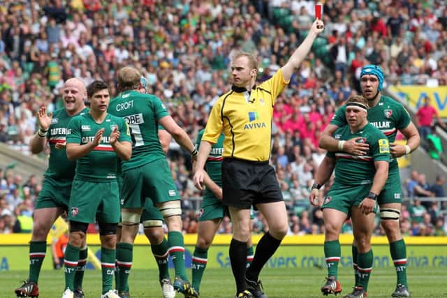 FLASHPOINT - Wayne Barnes dismissed Saints skipper Dylan Hartley in the Premiership final last May (Picture: Sharon Lucey)
