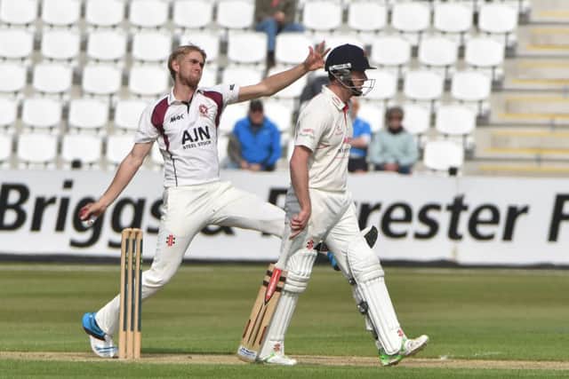 Olly Stone took the last four Lancashire wickets on day three at the County Ground