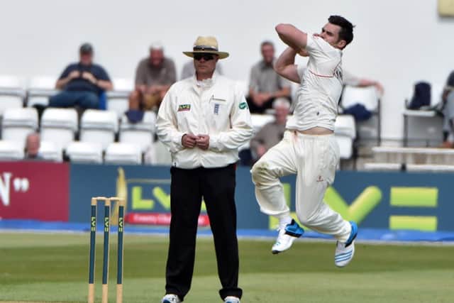TOO GOOD - Lancashire's Jimmy Anderson in action against Northants this week (Picture: Dave Ikin)