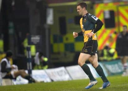 BACK IN THE FRAME - George North leaves the field injured during the Harlequins match a fortnight ago, but he will be back for Saturday's clash with Wasps (Picture: Linda Dawson)