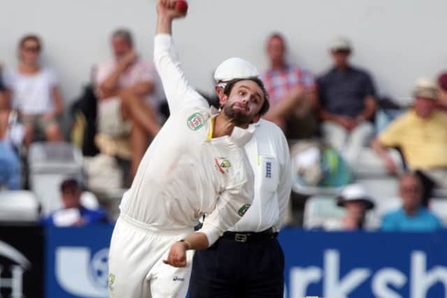 Nathan Lyon bowling for Australia against England Lions last summer