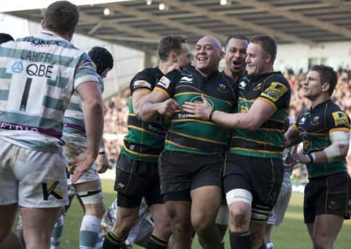 Soane Tonga'uiha celebrates scoring a try in his Saints playing days (Picture: Linda Dawson)