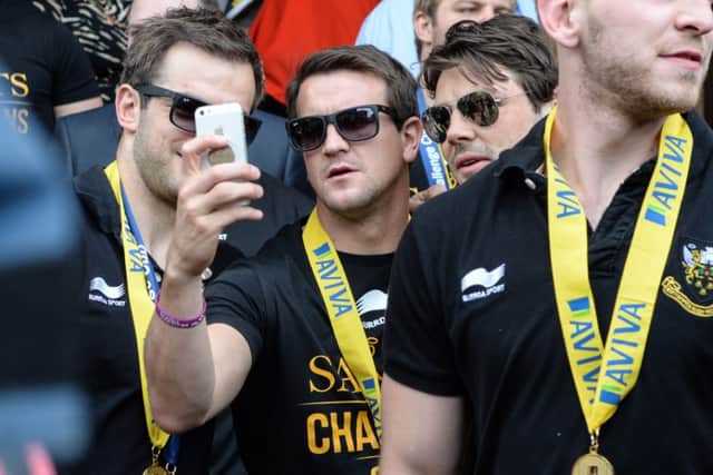 Northampton Saints victory parade in Northampton following win Aviva Premiership final against Saracens in 2014 NNL-140306-091453001