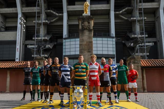 READY TO GO - Dylan Hartley and the captains of the other Aviva Premiership clubs pose for the camera at the launch of the new season (Picture: John Walton/PA Wire)