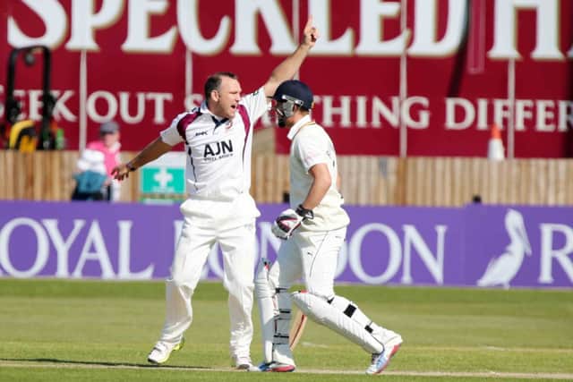 James Middlebrook took one of only two wickets to fall on day two at Edgbaston