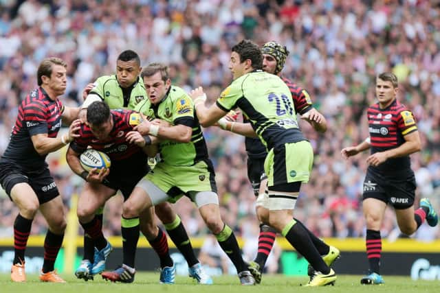 RENEWING RIVALRIES - action from Saints' dramatic Aviva Premiership Final win over Saracens in May (Picture: Kirsty Edmonds)