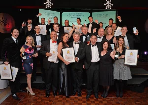 Centre, Simon Weston OBE with all the winners of Northamptonshire Business Excellence Awards held at the Daventry Court Hotel. (PICTURE: ANDREW CARPENTER)