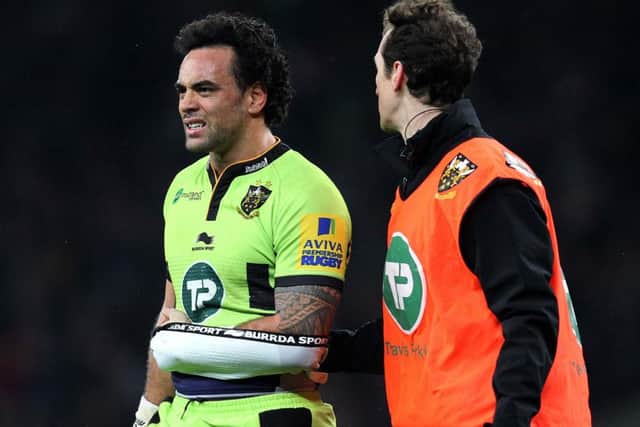KEY SCORE - Kahn Fotuali'i grabbed Saints' third try against Quins, but it came at a cost (picture: Sharon Lucey)
