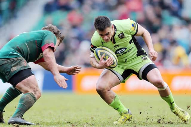 DETERMINED - Tom Collins impressed at full-back during Saints' LV= Cup defeat to Leicester Tigers on Saturday