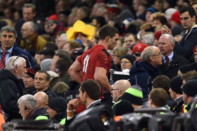 Wales' George North leaves the field to be assessed after a head injury during the RBS 6 Nations match against England at the Millennium Stadium last Friday