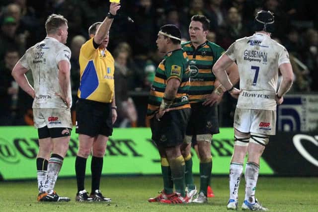 AND HE'S OFF - Salesi Ma'afu is yellow carded in last Friday's win over London Irish (Picture: Sharon Lucey)