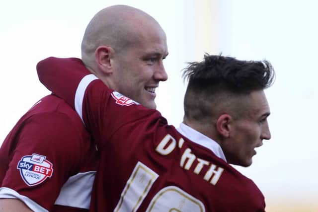 KEY MOMENT - Ryan Cresswell celebrates his goal with Lawson D'Ath (Picture: Sharon Lucey)
