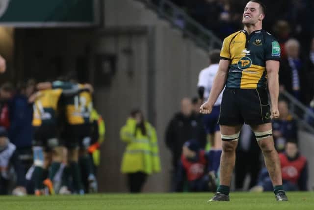 Calum Clark and Saints celebrated a stunning win at Leinster in December, 2013