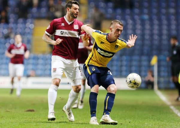 PLUS POINT - Marc Richards made is first appearance since early March in the 1-1 draw at Oxford United (Picture: Kirsty Edmonds)