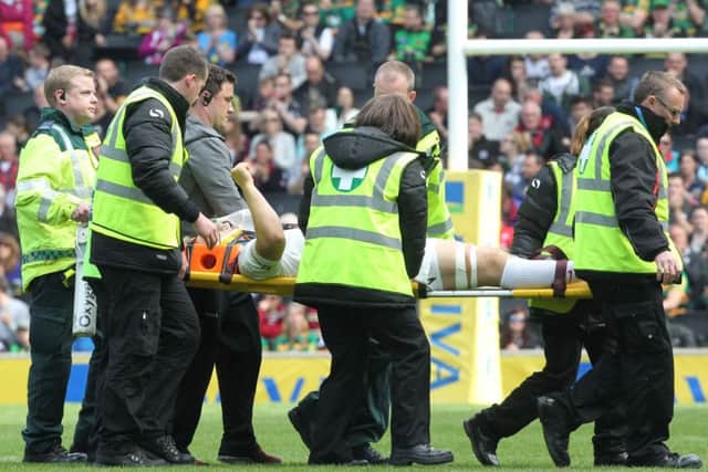 Jackson Wray was carried off on a stretcher (picture: Sharon Lucey)