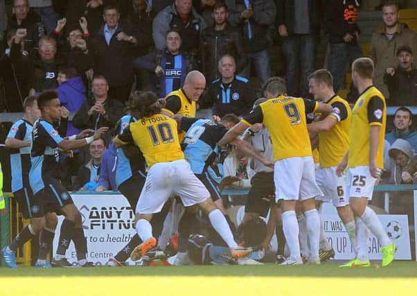 FLASHPOINT - the Cobblers and Wycombe players were involved in a bit of a scuffle following Wanderers' late equaliser at Adams Park in October