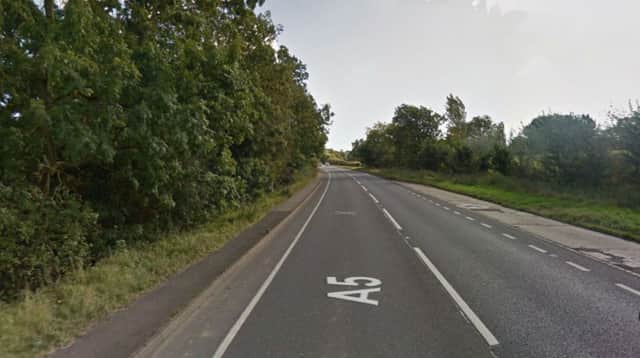 A motorcyclist was seriously injured after a crash on the A5
