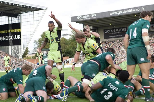 Alex Corbisiero scored in Saints' draw at Leicester last season (picture: Linda Dawson)