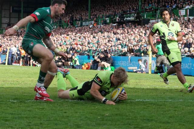 Tom Stephenson scored Saints' try at Welford Road (pictures: Sharon Lucey)