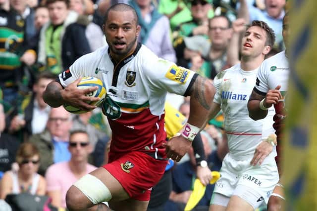 Samu Manoa goes over the line for Saints' only try in their 25-20 win over Saracens at stadium:mk last month