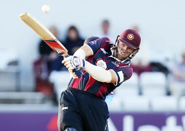 HAVE SOME OF THAT! - David Willey clubs another big hit during Thursday's win over Derbyshire (Picture: Kirsty Edmonds)