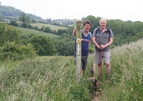 Peter Walker and Richard Sanders completed the Cotswold Way for charity with dogs Milo and Ruby