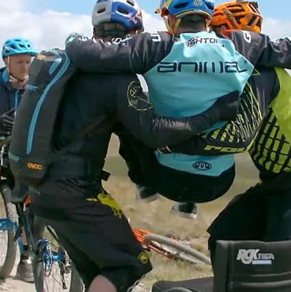 Ashton was left paralysed from the waist down after an accident when performing a trials display and was told he would never walk again, let alone ride his beloved bicycle. Photo: GMBN / SWNS.com'