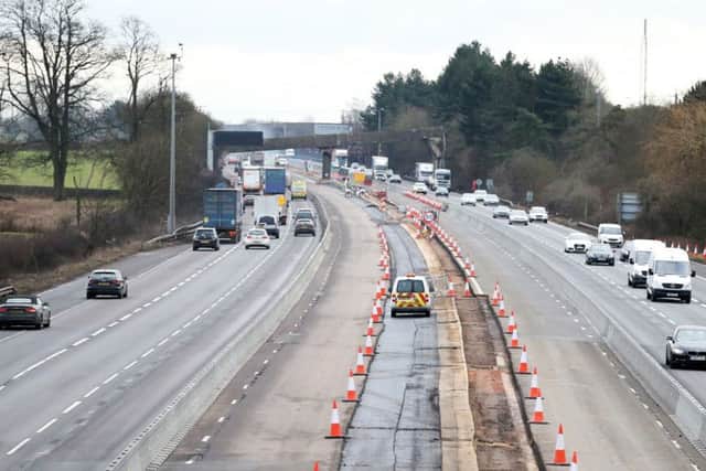 Two men were spotted walking along the M1 near Watford Gap services