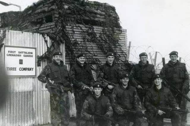 3 Company, 7 Platoon, Grenadier Guards at Piggery Ridge in Creggan in 1974. NNL-150728-110412001
