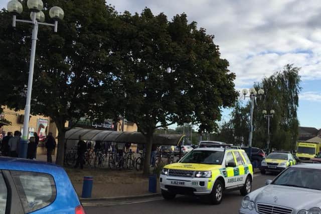 The scene outside Leighton Buzzard station