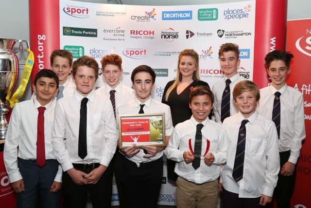 Northamptonshire Sports Awards 2014
At Kettering Conference Centre
Community Team of the Year sponsored by Mercedes AMG Petronas F1 Team
Winners Old Northampotonians U13's Cricket Team with sponsor Stephanie Wheat
Thursday November 6 2014