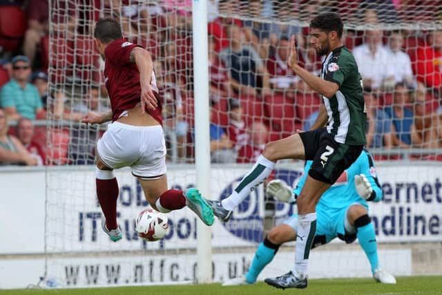 Marc Richards shoots into the side-netting. Picture by Sharon Lucey