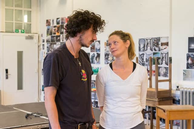 Sophie Ward and William Postlethwaite in rehearsals for Brave New World