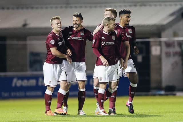 Northampton players celebrate (pictures by Kirsty Edmonds)