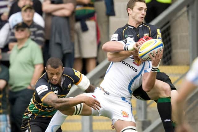 Saints team-mates Courtney Lawes and George North will square up at Twickenham on Saturday (picture: Linda Dawson)