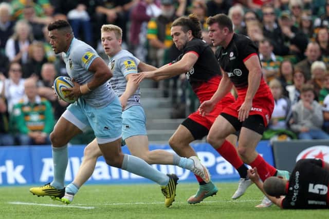 Luther Burrell stormed in for the second of his two tries (pictures: Sharon Lucey)