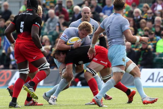 Jamie Gibson scored for Saints at Saracens (picture: Sharon Lucey)