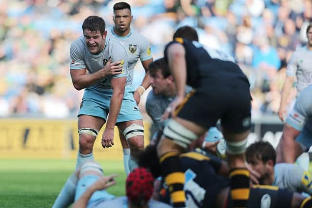 Calum Clark was forced off during the first half of Saints' pre-season win against Wasps at the Ricoh Arena (picture: Kirsty Edmonds)