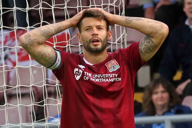 RUEING ONE THAT GOT AWAY - Marc Richards can't believe he has missed the target against Hartlepool