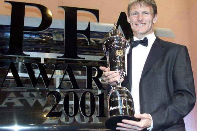 Teddy Sheringham was named the PFA Players' Player of the Year in 2001