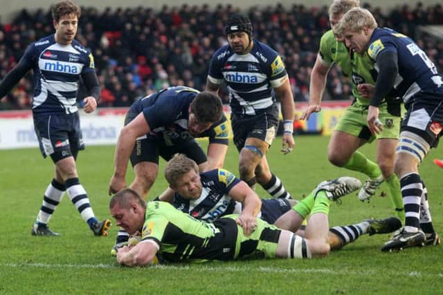 Teimana Harrison scored for Saints at Sale last season, but it wasn't enough to save Jim Mallinder's men from defeat (picture: Kirsty Edmonds)