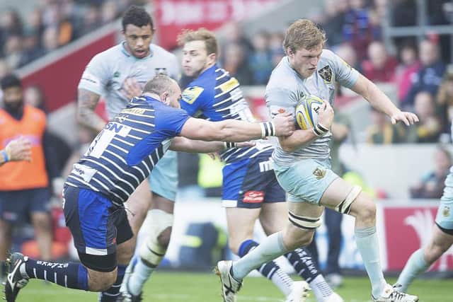 Jamie Gibson almost scored for Saints, but they were beaten by Sale (pictures: Kirsty Edmonds)