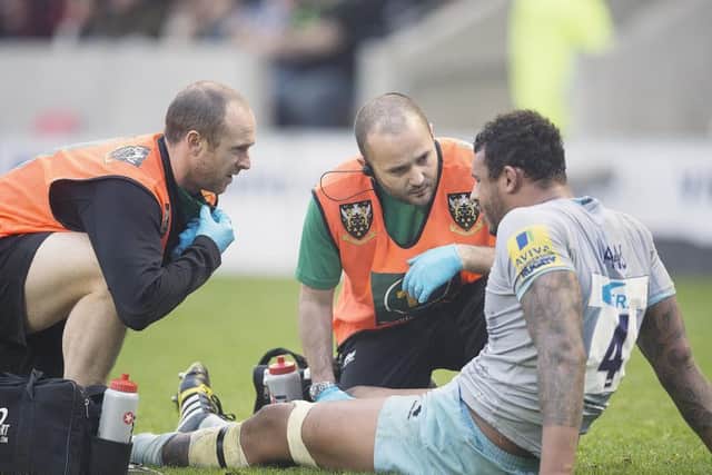 Courtney Lawes was forced off at Sale (picture: Kirsty Edmonds)