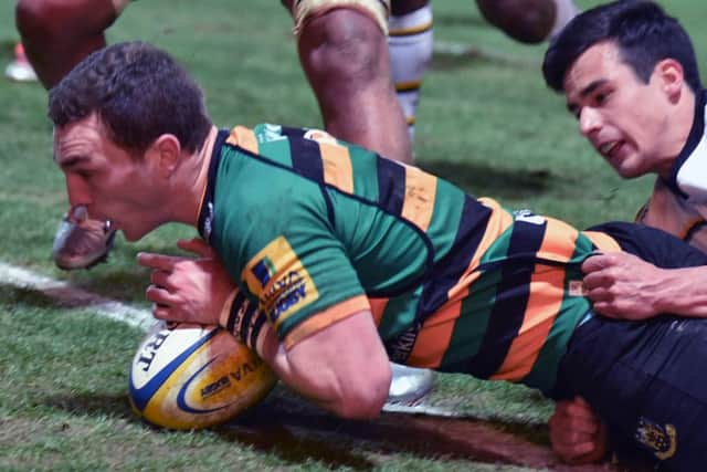 HE'S BACK - George North hasn't played for Saints since scoring this try against Wasps back on March 27 (Picture: Dave Ikin)