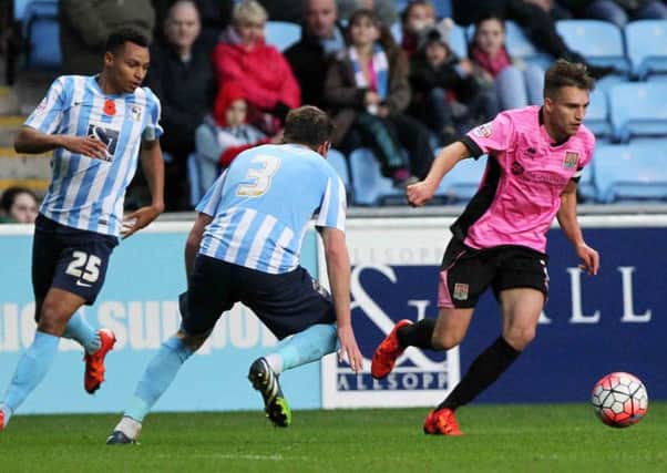 Lawson D'Ath in action for the Cobblers at Coventry