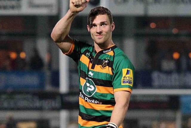 George North scored a 50-minute hat-trick in the league game against Gloucester at Franklin's Gardens last season and he will look to celebrate his new contract with more tries against them on Friday night (picture: Sharon Lucey)